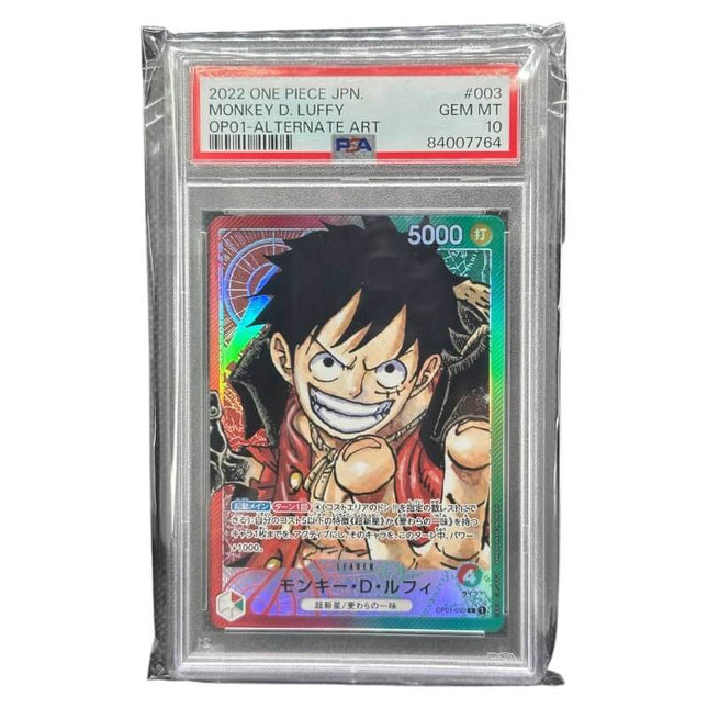 Monkey D. Luffy Alternate Art OP01-003 PSA 10 - Japanese One Piece Card Game