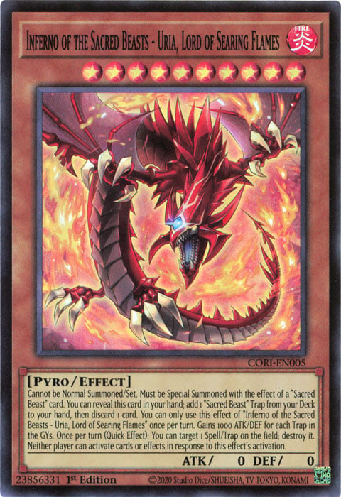 CORI-005 · Inferno of the Sacred Beasts - Uria, Lord of Searing Flames SR (ITA)