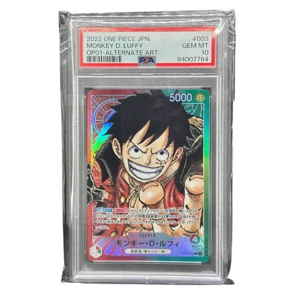 Monkey D. Luffy Alternate Art OP01-003 PSA 10 - Japanese One Piece Card Game