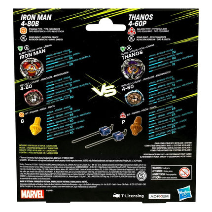 Beyblade X – Marvel Collab Iron Man 4-80B vs Thanos 4-60P