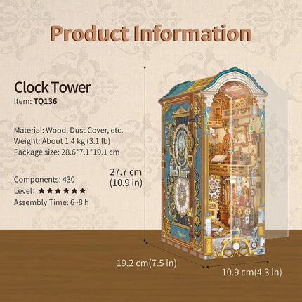 BOOK NOOK KIT - DIY- Clock Tower - 430pcs + LED Light