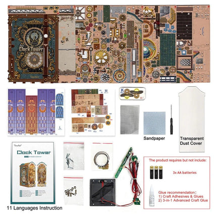 BOOK NOOK KIT - DIY- Clock Tower - 430pcs + LED Light