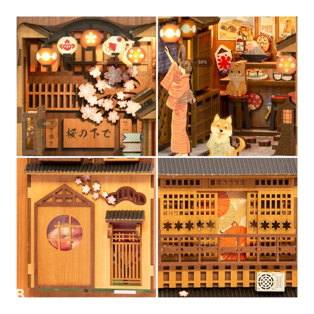 Book Nook Kit DIY Under The Sakura Tree 214 Pezzi + LED Light