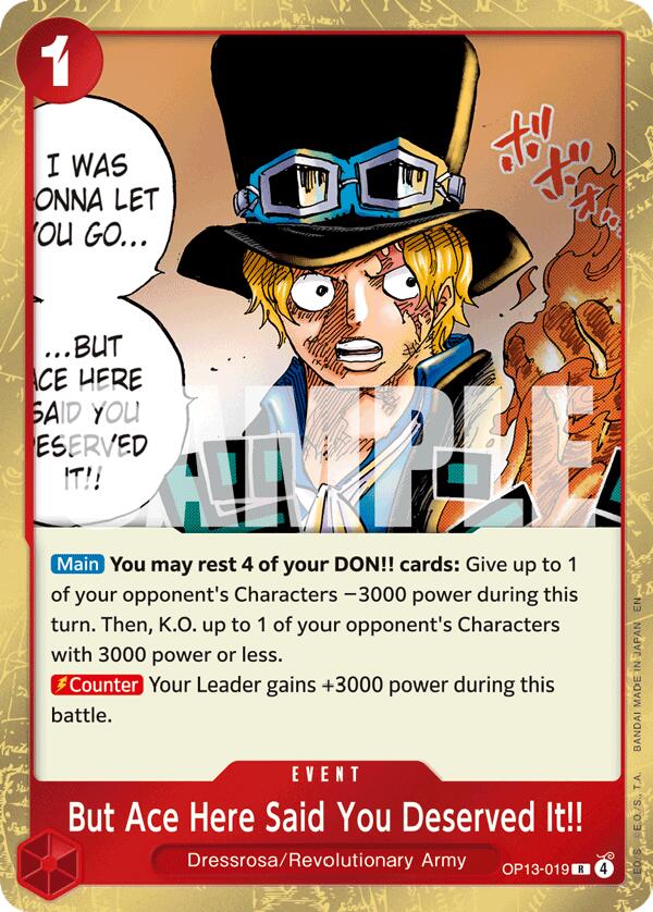 OP13-019 · But Ace Here Said You Deserved It!! R (ENG)