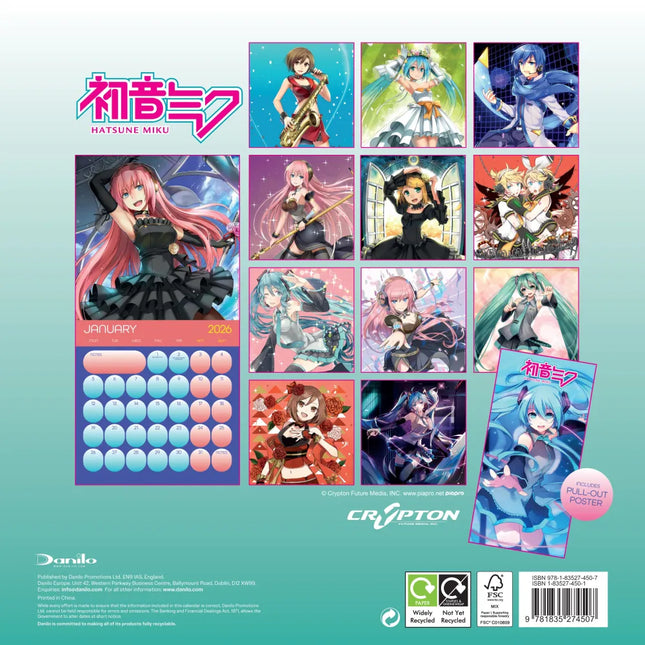 CALENDARIO 2026 30X30 HATSUNE MIKU