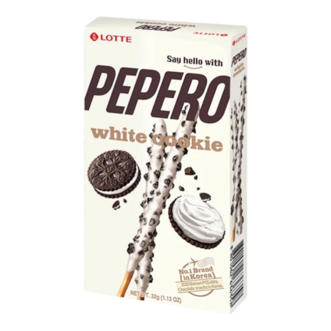 Pepero White - Cookie Sticks Biscotti Ricoperti di Cioccolato Bianco e Cookie Croccanti 32g