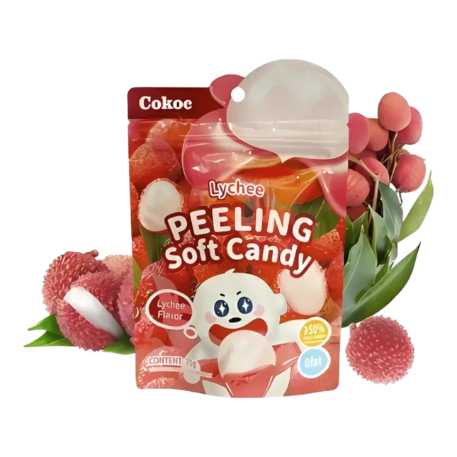 Cokoc Peelable Gummies Litchi Caramelle Gommose alla Frutta che si Sbucciano