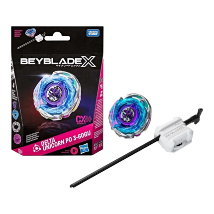 Starter pack Beyblade X Delta Unicorn PO 3-60GU di GiaxStore con trottola bilanciata viola e lanciatore incluso