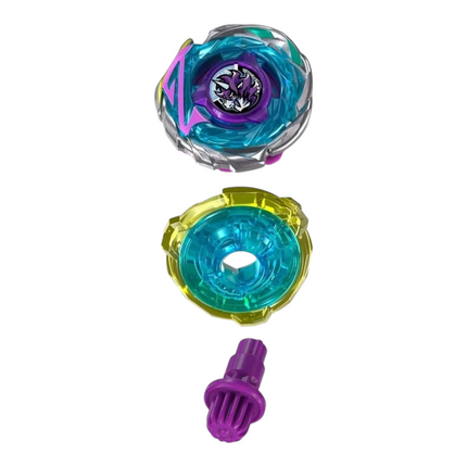 Beyblade X Delta Unicorn PO 3-60GU di GiaxStore, starter pack di tipo balance con componenti smontati viola e azzurri