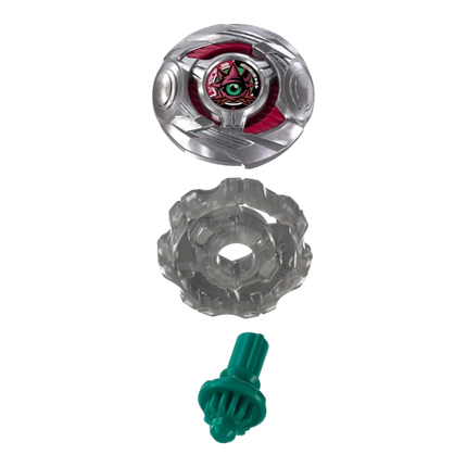 GiaxStore Beyblade X Glare Cyclops 7-55FB stamina type spinning top with silver blade, clear ratchet, and green bit