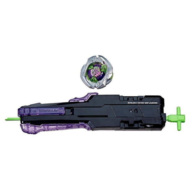 Set GiaxStore Beyblade X Samurai Saber 2-70L con lanciatore Clip & Rip nero e viola per battaglie di attacco