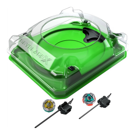 GiaxStore Beyblade X Sneak Attack Battle Set con arena verde, due Beyblade UX Infinity e lanciatori a strappo