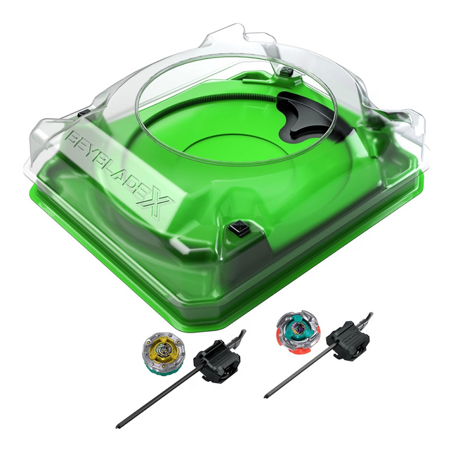 GiaxStore Beyblade X Sneak Attack Battle Set con arena verde, due Beyblade UX Infinity e lanciatori a strappo