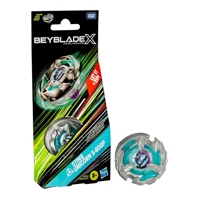 Beyblade X Sting Unicorn 5-60GP di GiaxStore, starter pack con lanciatore, trottola bilanciata argento e verde