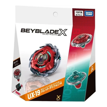 GiaxStore Takara Tomy Beyblade X UX-19 Starter Bullet Griffon, rosso e argento, con meccanica di sdoppiamento