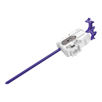 GiaxStore Beyblade X winder launcher in white with a purple ripcord for Meteor Dragoon 3-70J starter set