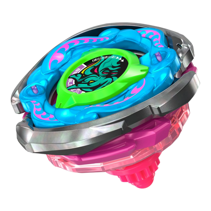 GiaxStore Beyblade X CX Wriggle Kraken spinning top with blue, pink, and green details on a white background