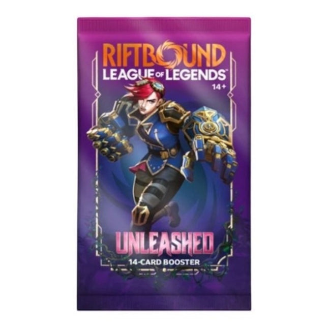 GiaxStore Booster Display Riftbound: League of Legends TCG - Unleashed, con personaggio Vi in primo piano.