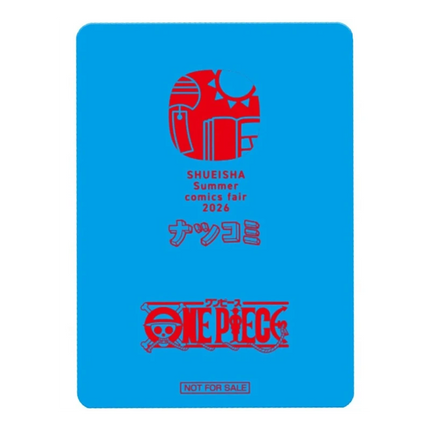 GiaxStore One Piece NatsuComi 2026 MetaKira promo card back featuring red Shueisha Summer Comics Fair logo on blue