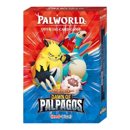 GiaxStore Palworld Official Card Game Trial Deck Dawn of Palpagos Red and Blue featuring character illustrations