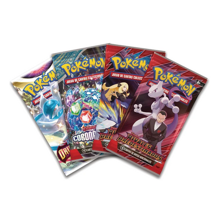 GiaxStore Pokémon TCG Mewtwo-ex Team Rocket collection packs, featuring Mewtwo, Giovanni, and other Pokémon characters.