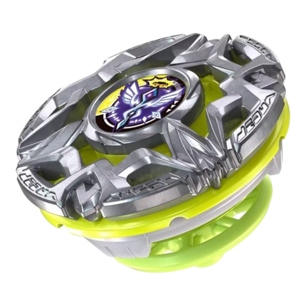 GiaxStore Beyblade X Ring Aether 0-80DS defense type spinning top with metallic silver blade and lime green accents
