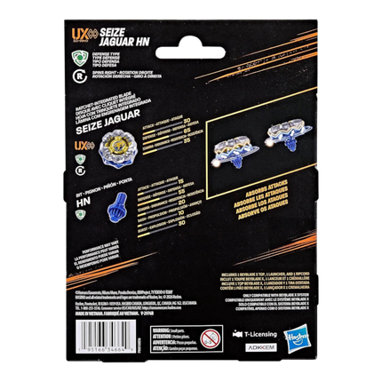 GiaxStore Beyblade X Seize Jaguar HN starter pack packaging showing the defense-type spinning top and launcher