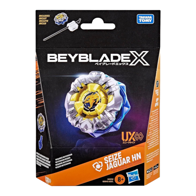 GiaxStore Beyblade X Seize Jaguar HN starter pack with integrated blade and ratchet design for defensive play