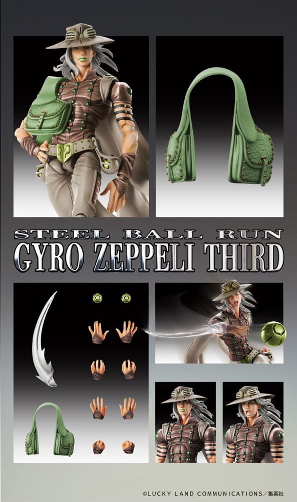 JoJo's Bizarre Adventure Part7 Steel Ball Run Super Action Action Figure Chozokado Gyro Zeppeli Third 16 cm