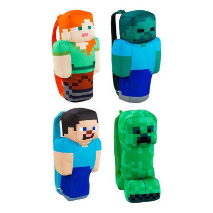 Minecraft Plush Backpacks Assortment - Steve, Alex, Creeper, Zombie