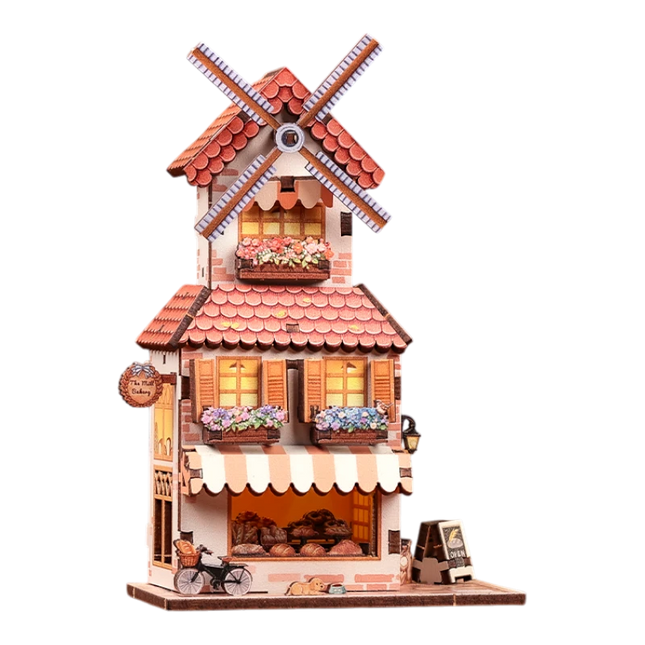 Mini Book Nook Kit DIY Mill Bakery con Magneti