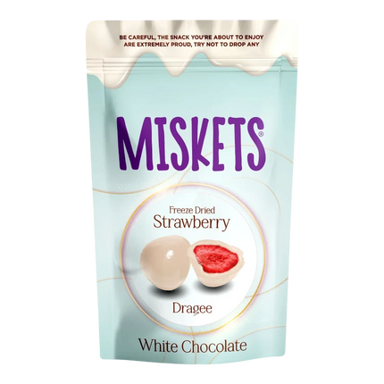 Miskets White Chocolate Coated Freeze-Dried Strawberry – Fragole Liofilizzate Ricoperte di Cioccolato Bianco