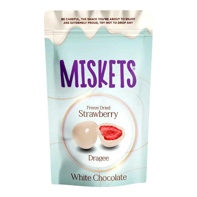 Miskets White Chocolate Coated Freeze-Dried Strawberry – Fragole Liofilizzate Ricoperte di Cioccolato Bianco
