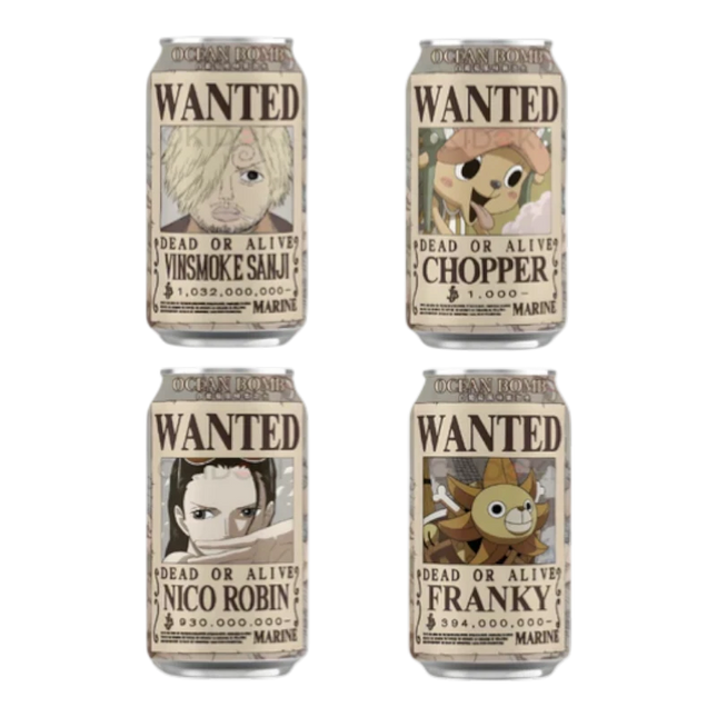 Ocean Bomb One Piece Wanted Soda Uva Bianca 330ml (Personaggi Assortiti)
