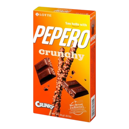 Pepero Cruncky Sticks - Biscotti Ricoperti di Cioccolato con Cereali Soffiati Croccanti 39g