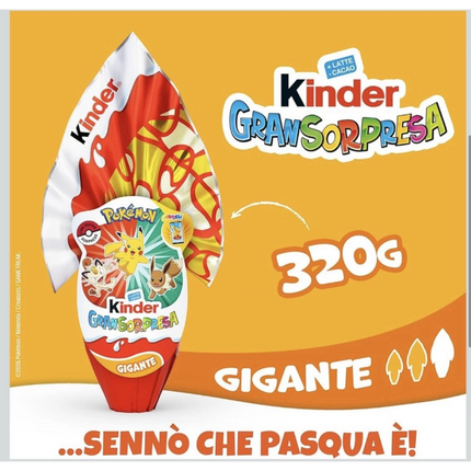 Pokémon – Kinder GranSorpresa Gigante 2026 (320g) con Doppia Sorpresa Pokémon