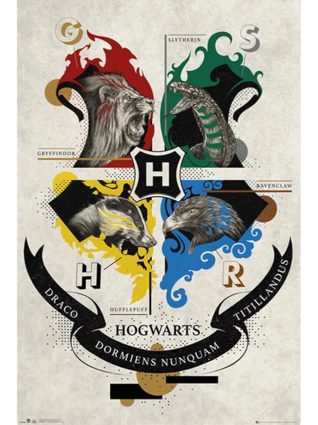 Poster Harry Potter Hogwarts Houses Crest 91,5 x 61 cm (fp4996)