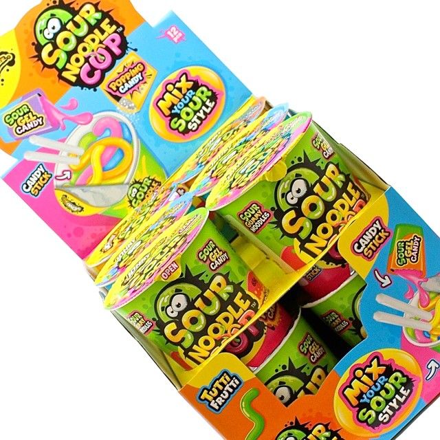 Sour Noodle Cup – Caramelle Gommose con Gel, Polvere Frizzante e Bacchette (1 pezzo)