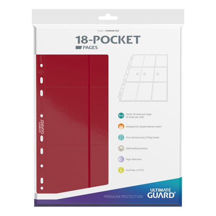 Ultimate Guard 18-Pocket Pages Side-Loading (10) - Red