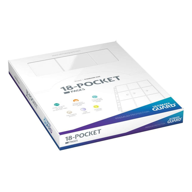 Ultimate Guard 18-Pocket Pages Side-Loading (50) - White - Set di 50 pagine per raccoglitore carte - Bianco